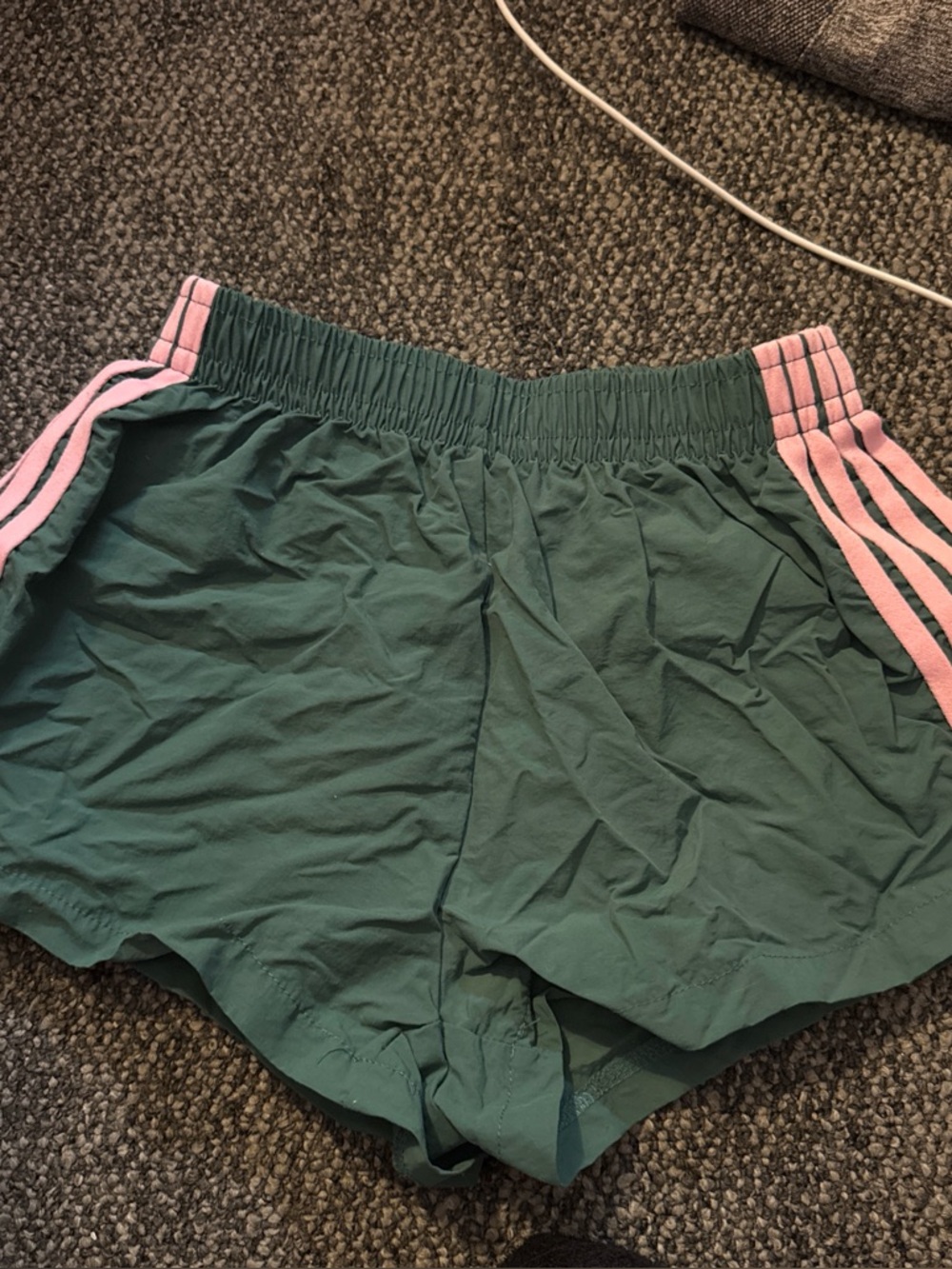 Women’s Green Athletic Shorts with Pink Stripe size xs